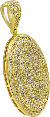 925 Sterling Silver White Round Gold Plated Moissanite Tag Pendant, 3.06 Cts Iced Out 925 Silver Moissanite Pendant Hip Hop